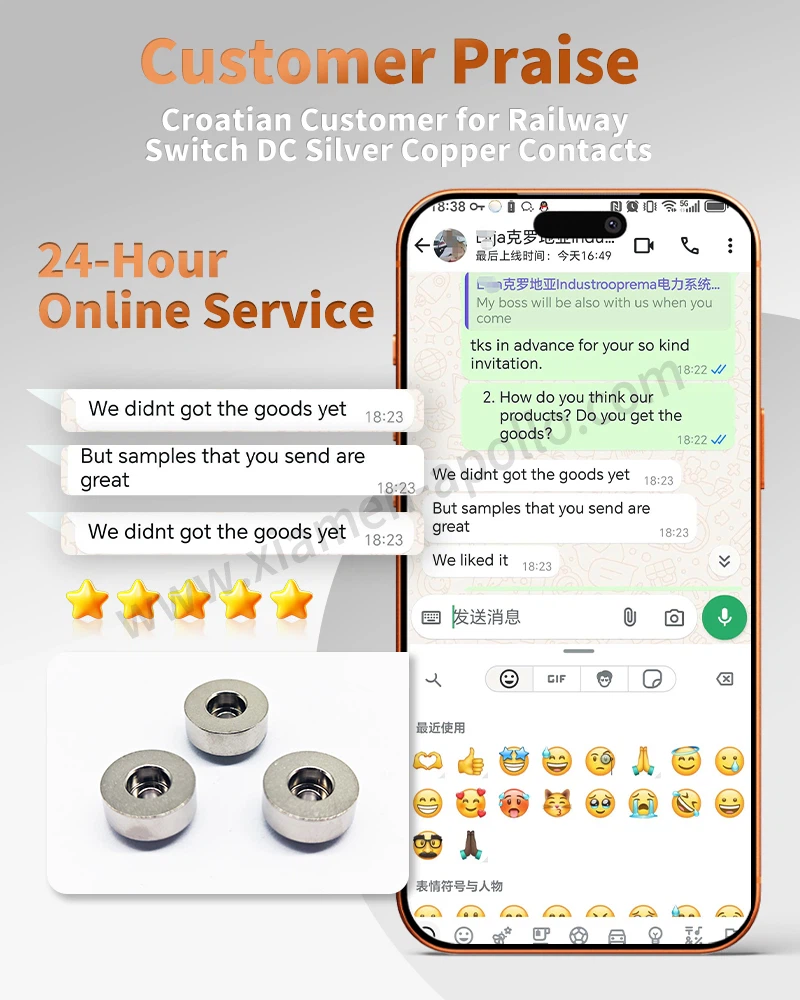 Croatian Customer for Railway Switch Dc Silver copper Contacts Croatian Customer for Railway Switch Dc Silver copper Contacts